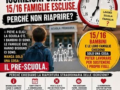 Pre-scuola a Pieve a Elici: 15/16 famiglie chiedono di poter lavorare, ma le iscrizioni sono chiuse. “Perché non riaprire?”